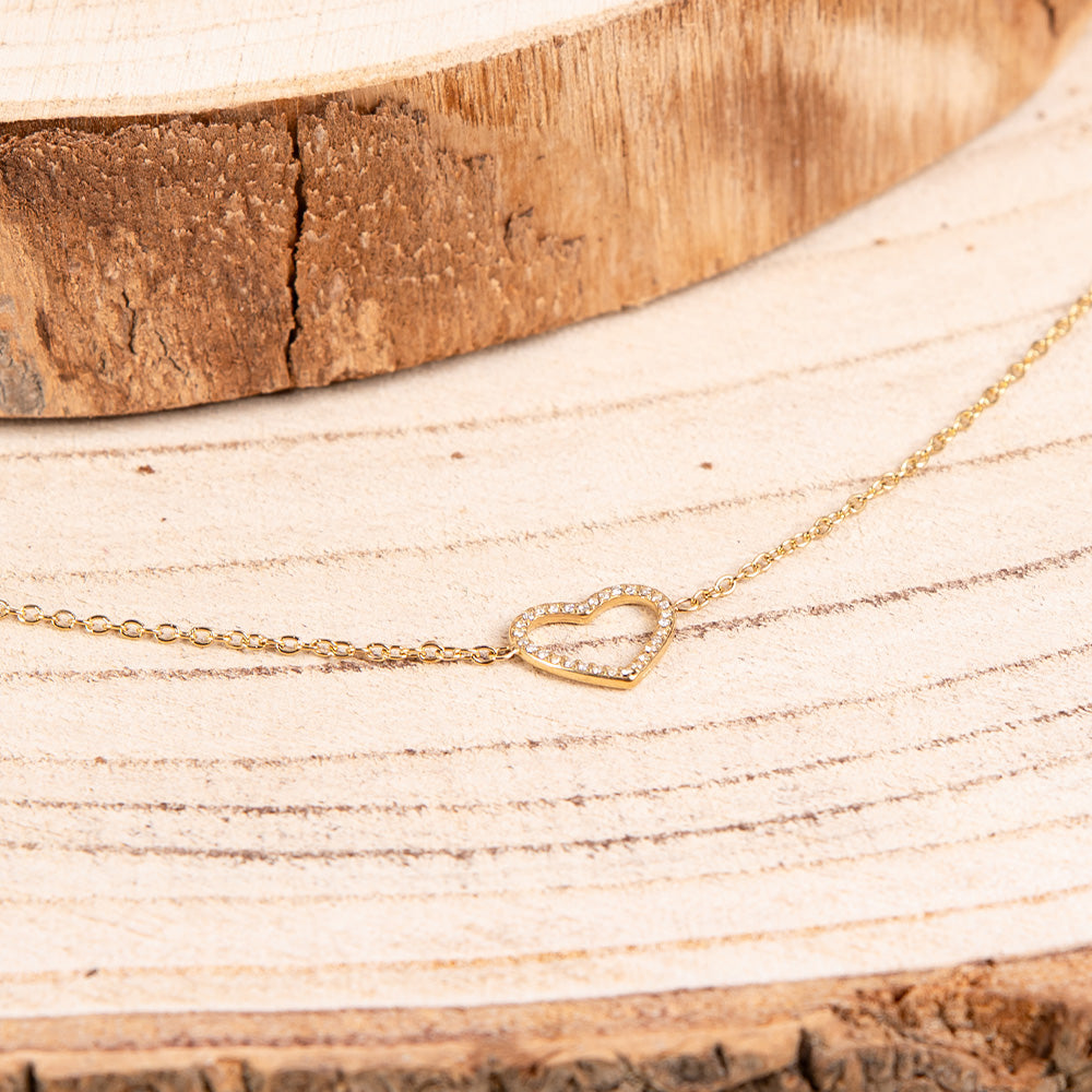 BRACCIALE FINO CON CUORE CON STRASS