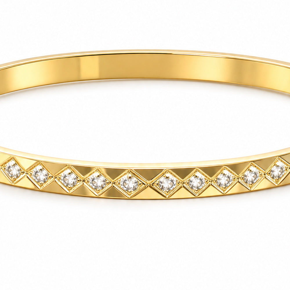 BRACCIALE RIGIDO CON STRASS ROMBOIDALI