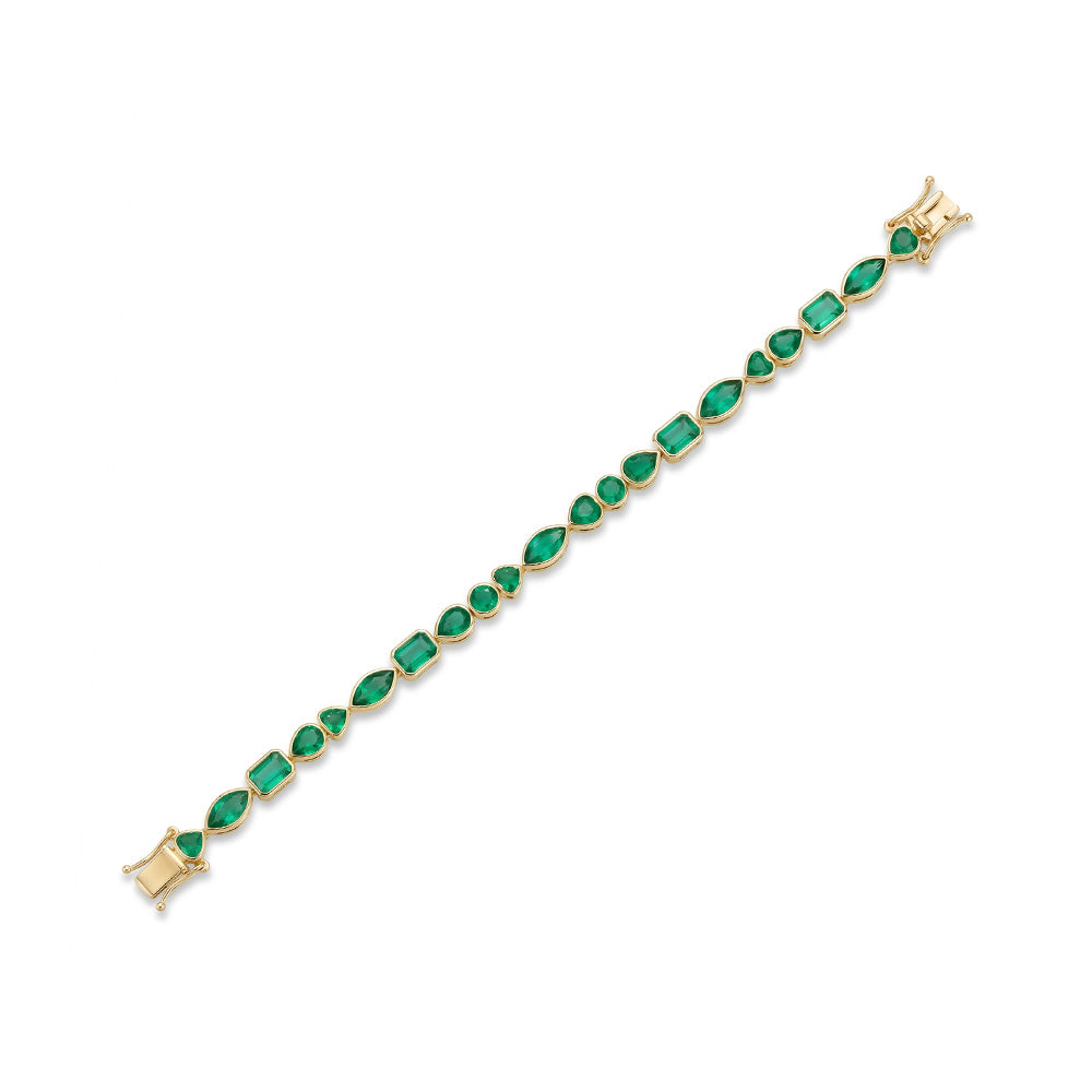 BRACCIALE SIMIL TENNIS CON SMERALDI DI DIVERSE FORME