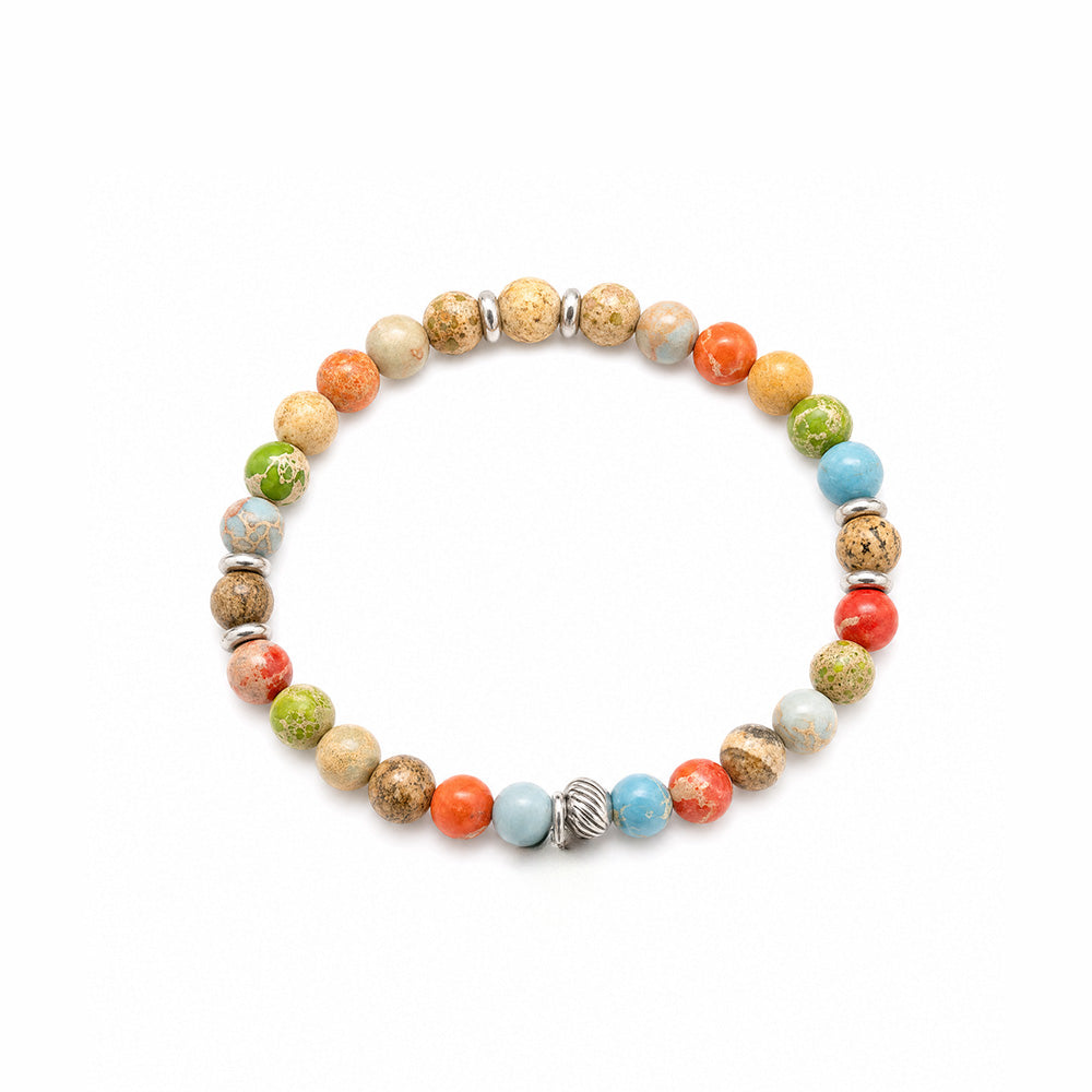 BRACCIALE ELASTICO CON PIETRE DURE COLORATE