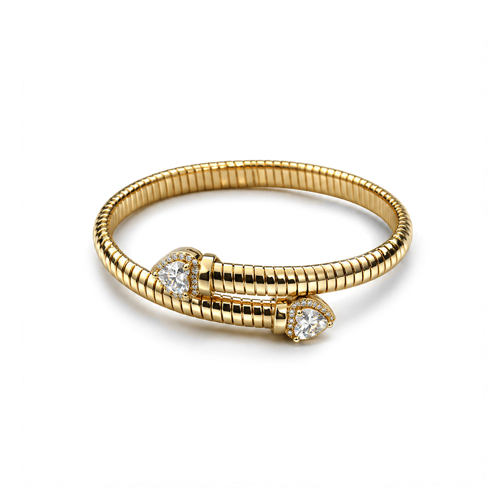 BRACCIALE SEMIRIGIDO CON ZIRCONI A CUORE ALLE ESTREMITA'