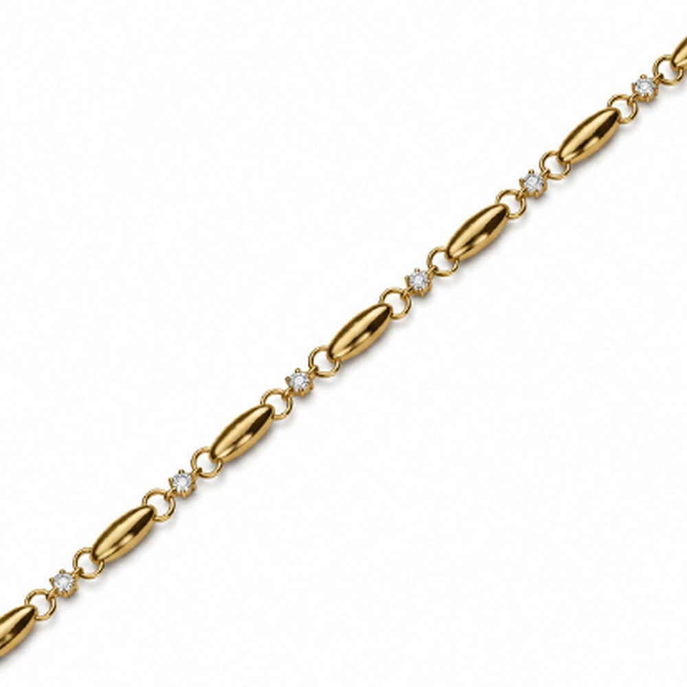 BRACCIALE CON MAGLIA A CHICCO DI RISO E STRASS