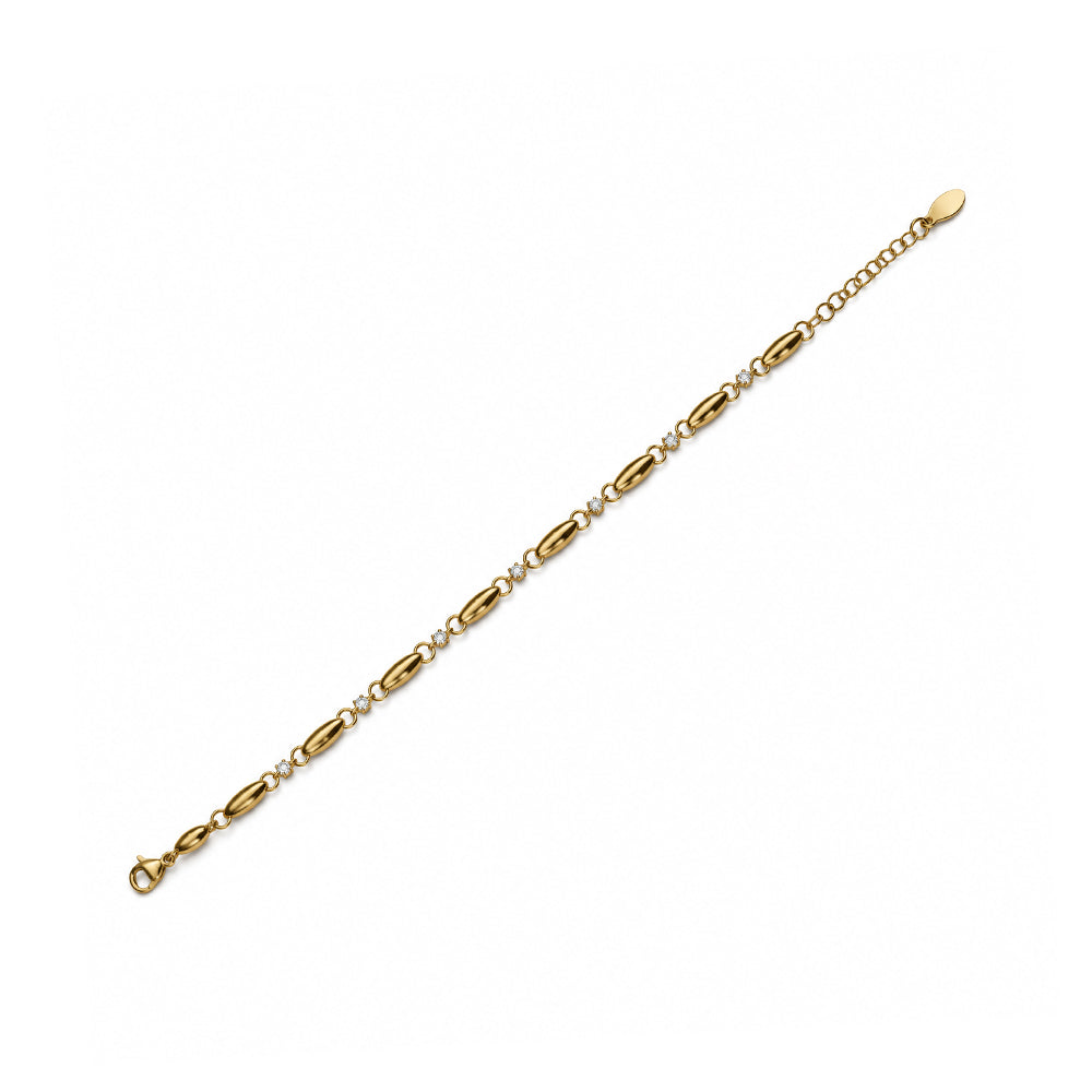 BRACCIALE CON MAGLIA A CHICCO DI RISO E STRASS