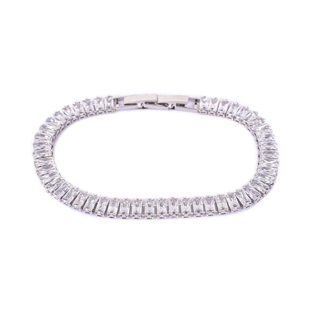 SEMI-RIGID TENNIS BRACELET WITH EXTENDED RHINESTONES