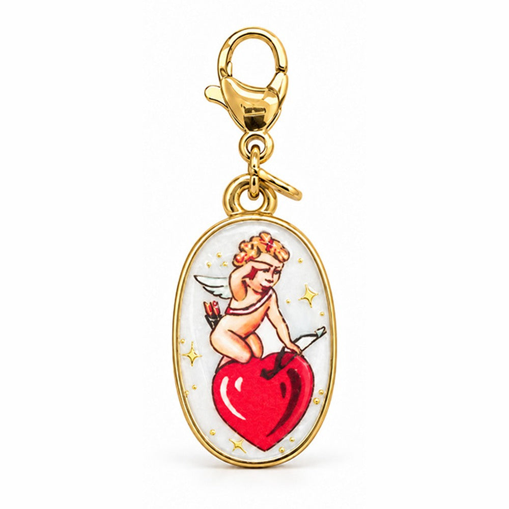 CHARM ALLUNGATO CON CUPIDO SU CUORE