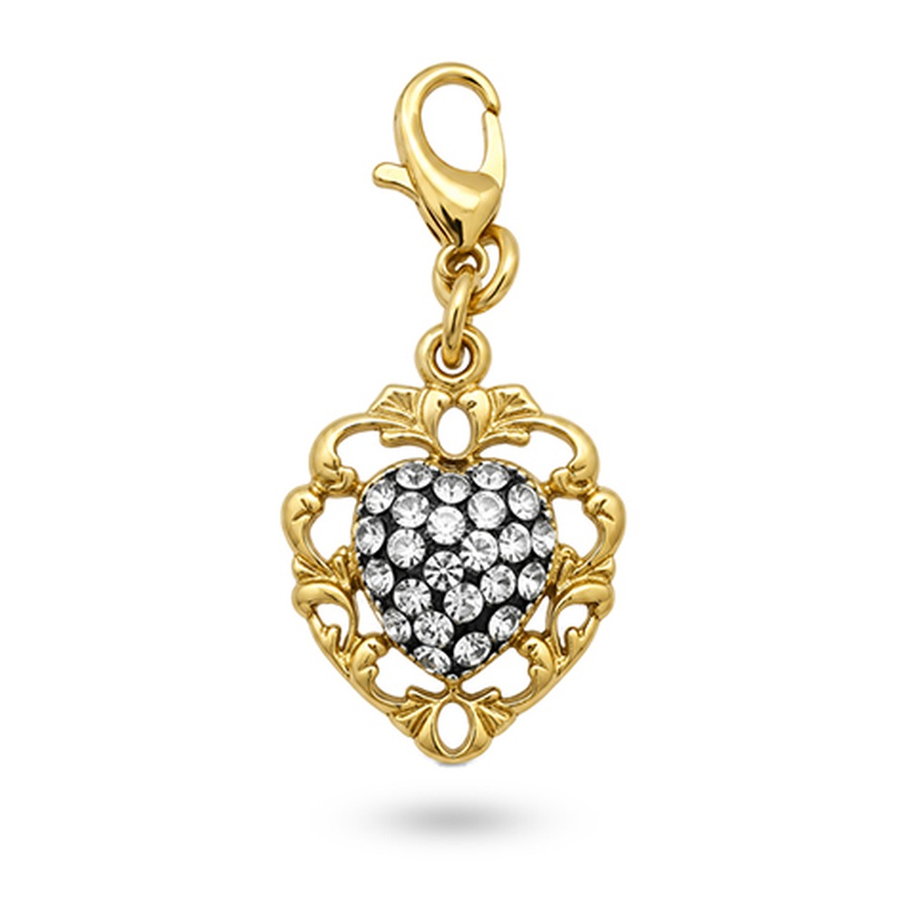 CHARM FORMA DI CUORE CON CORNICE E STRASS CENTRALI
