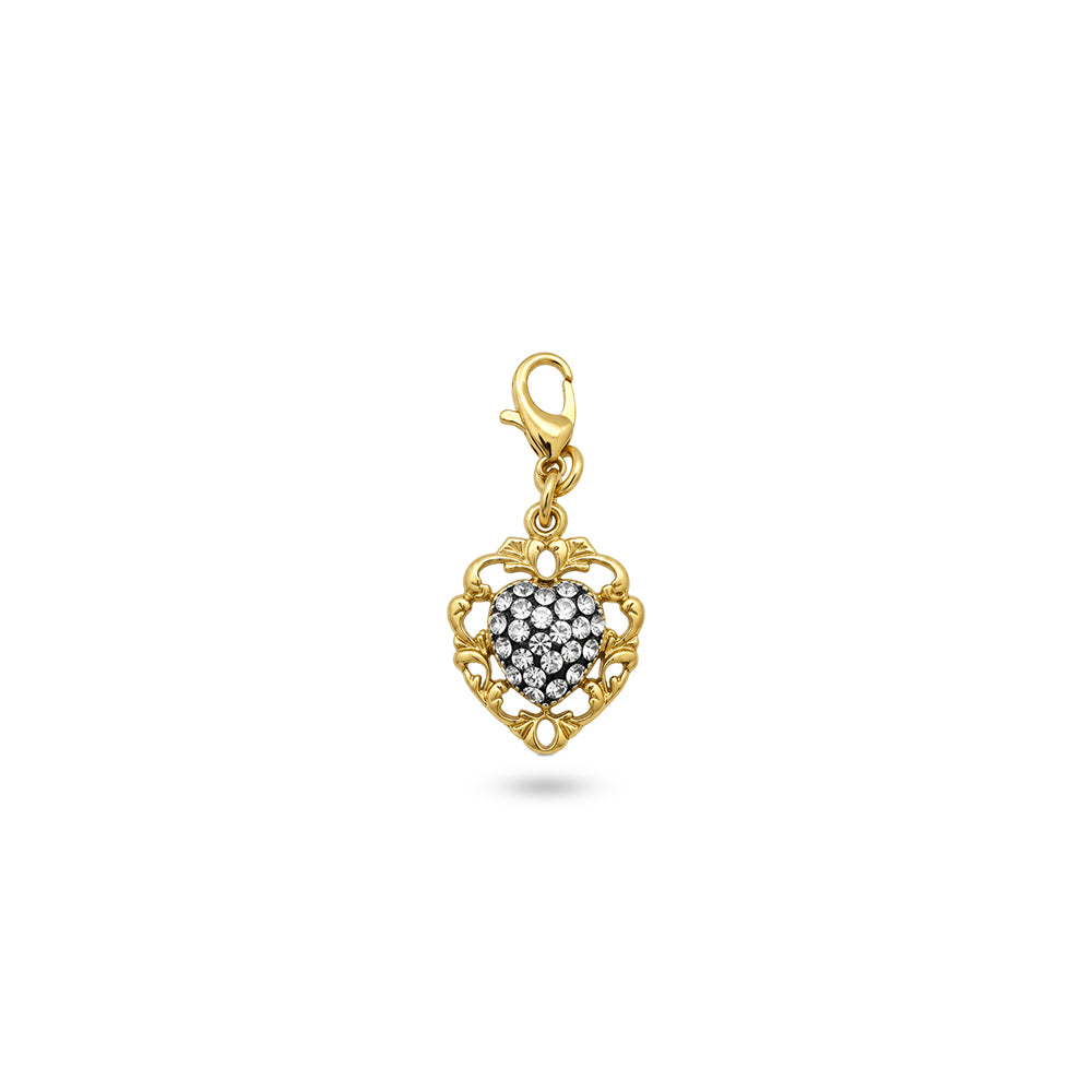 CHARM FORMA DI CUORE CON CORNICE E STRASS CENTRALI