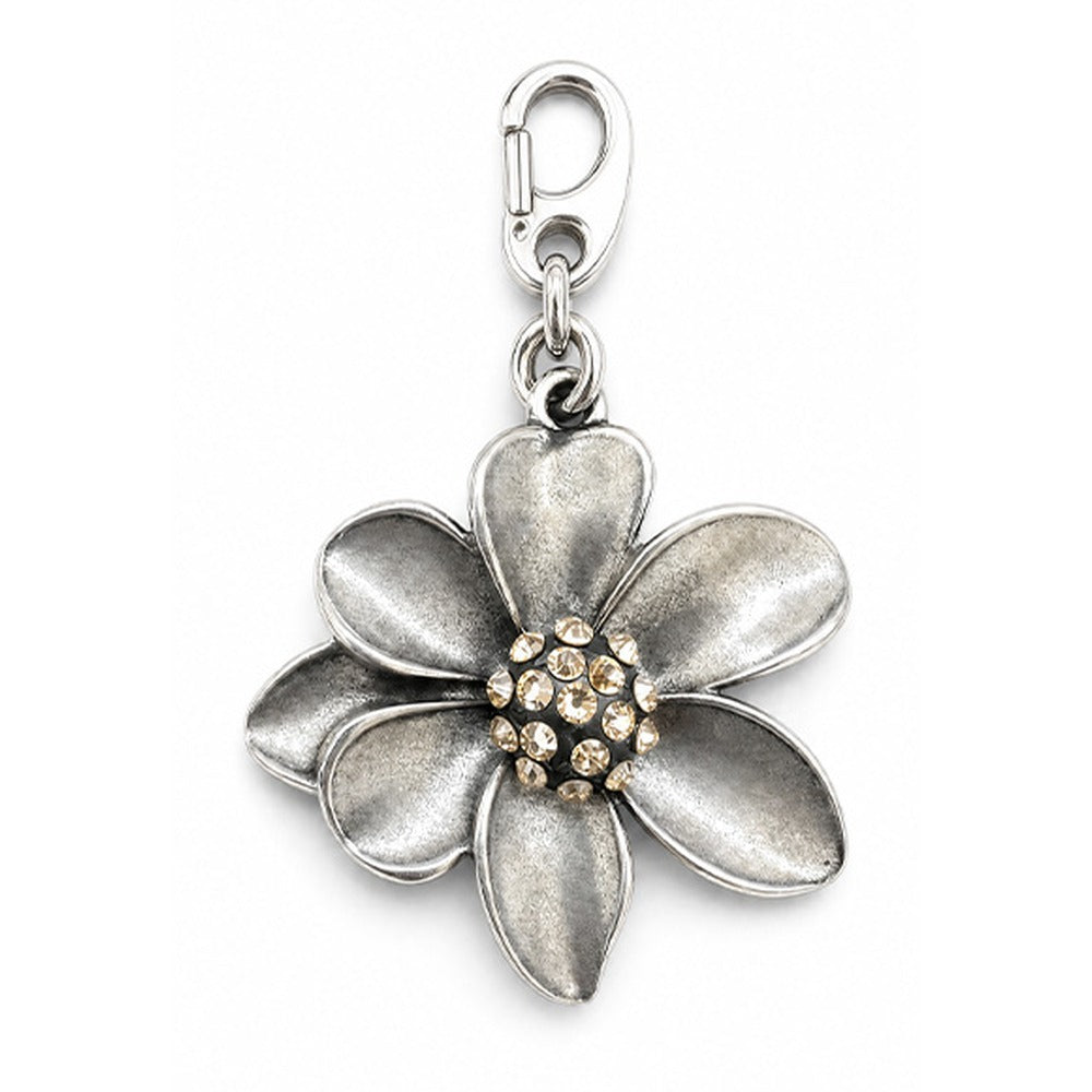 CHARM A FORMA DI FIORE IN OTTONE CON PARTE CENTRALE IN STRASS