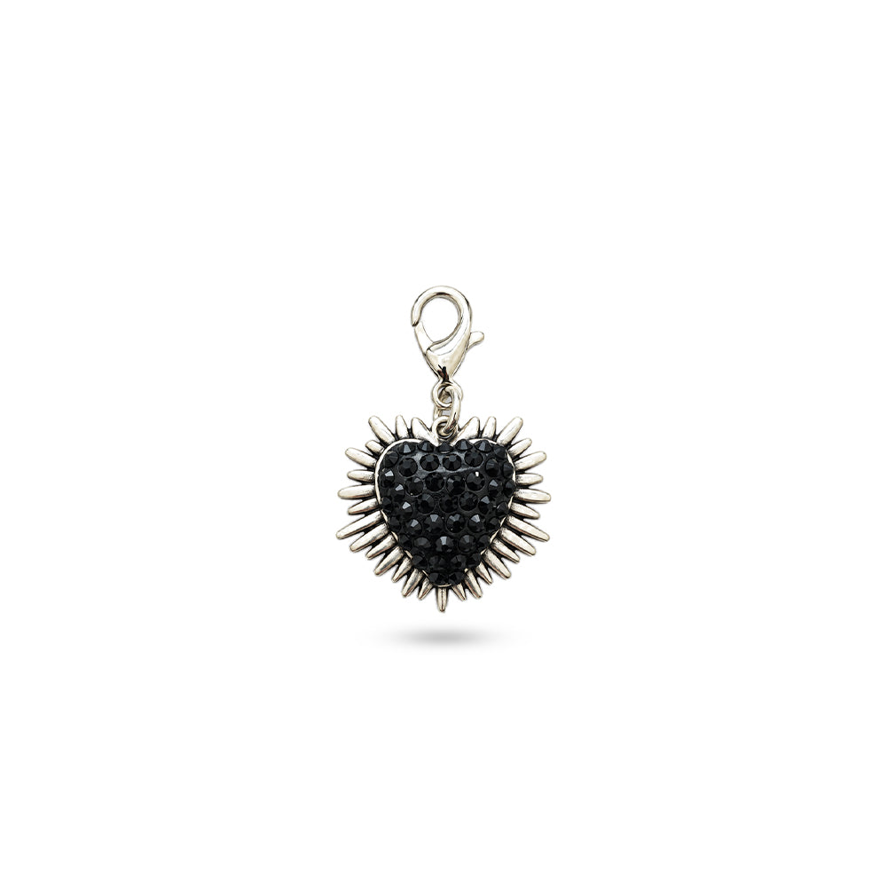 CHARM A CUORE CON STRASS E RAGGI DISPOSTI A CORNICE