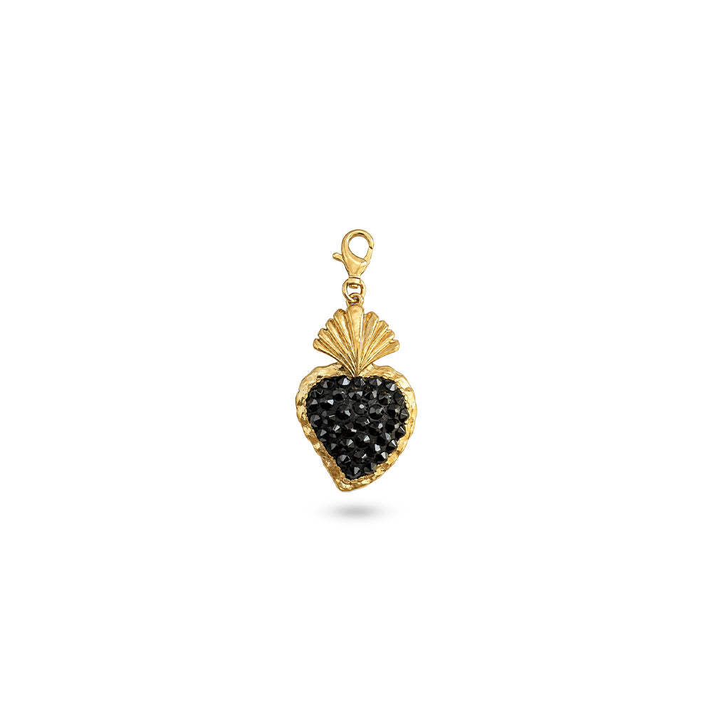 CHARM CUORE SACRO CON STRASS E FIAMME