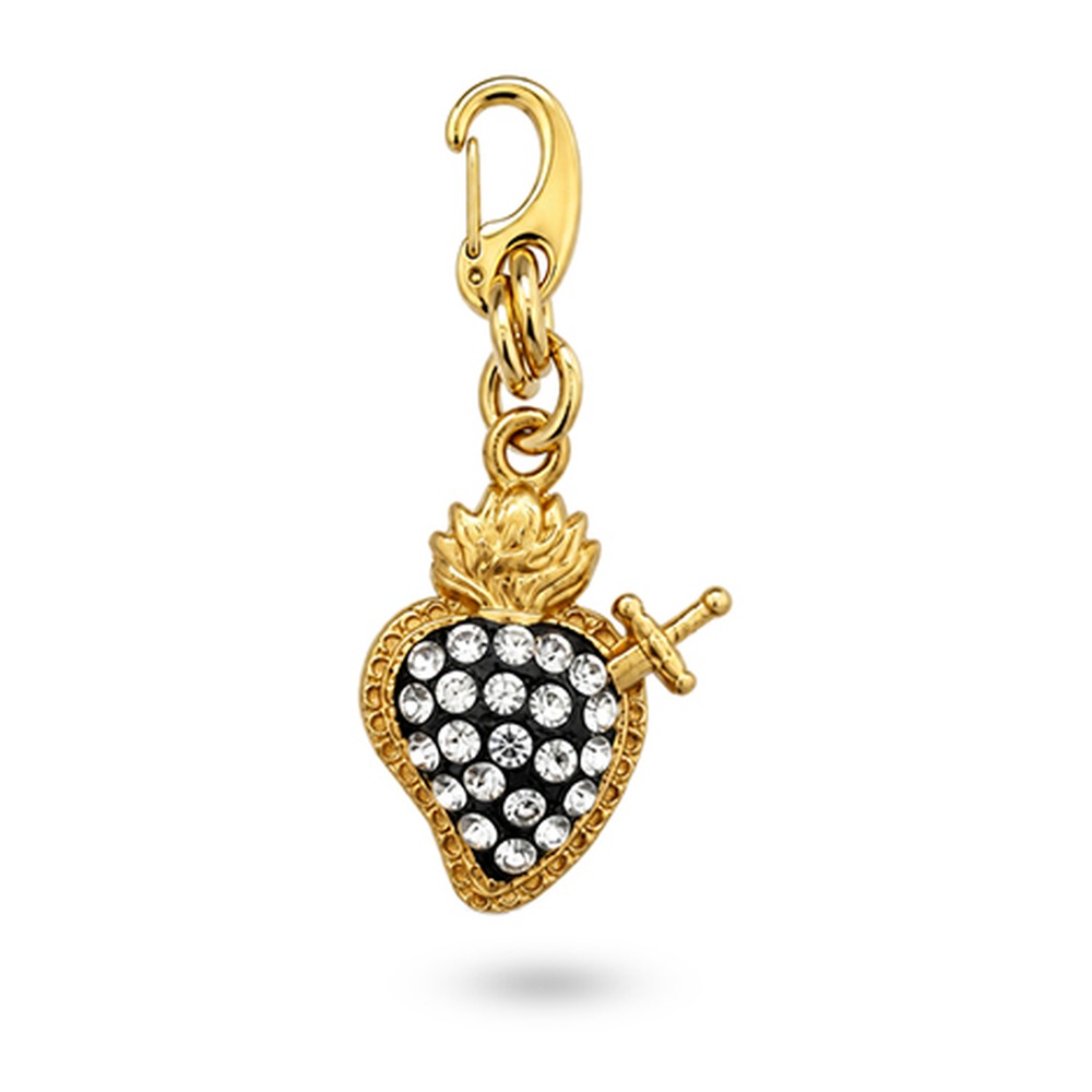 CHARM CUORE SACRO CON STRASS E PUGNALE