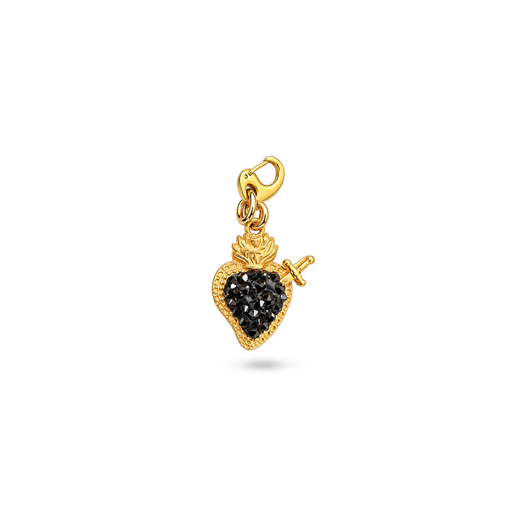 CHARM CUORE SACRO CON STRASS E PUGNALE