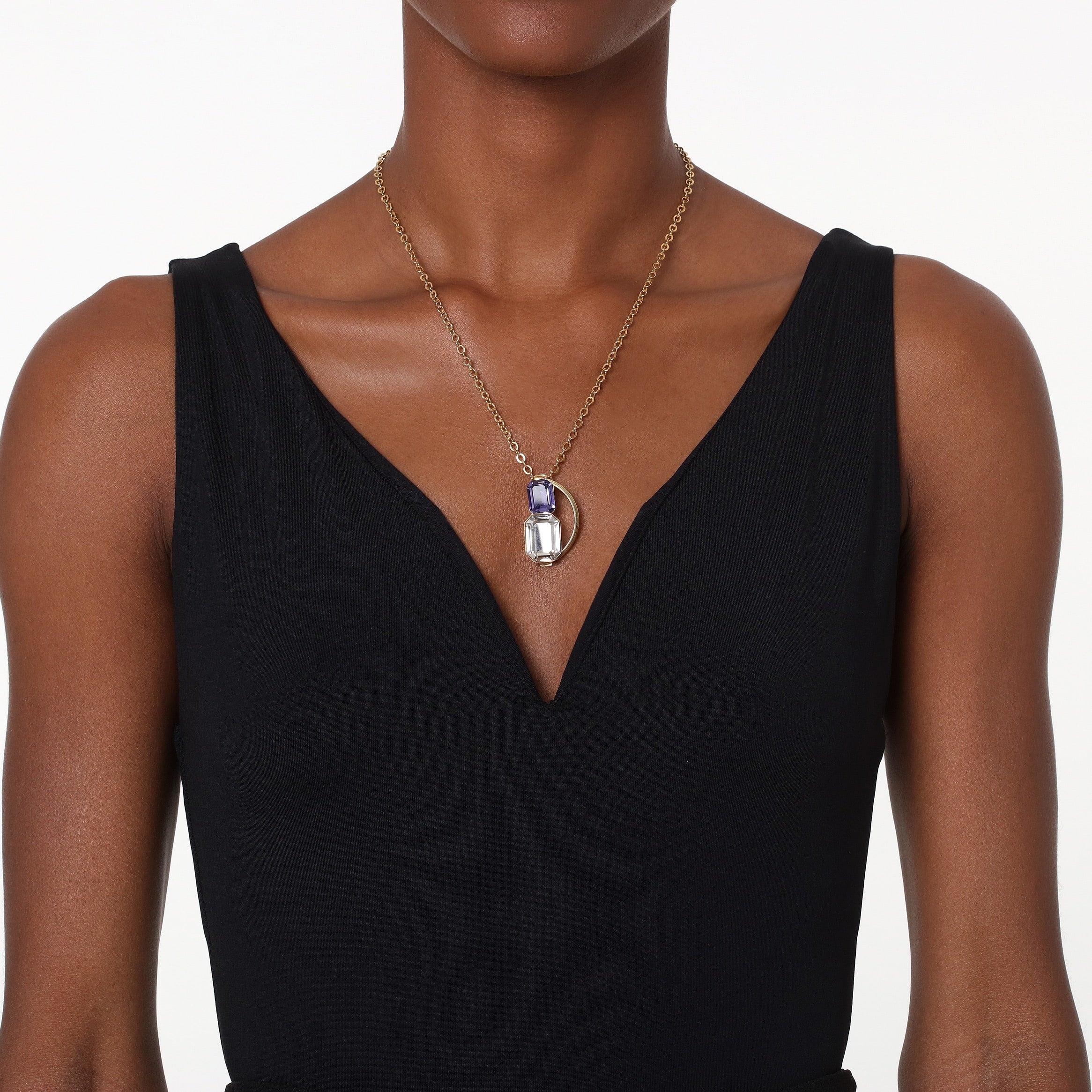COLLANA GIROCOLLO CON DOPPIA PIETRA PENDENTE