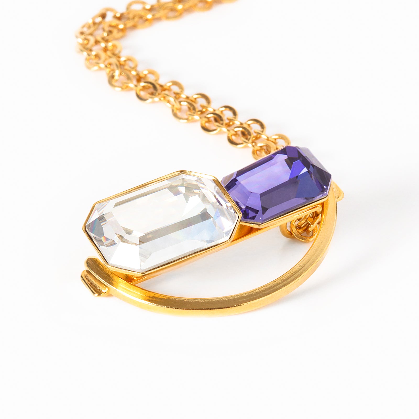 COLLANA GIROCOLLO CON DOPPIA PIETRA PENDENTE