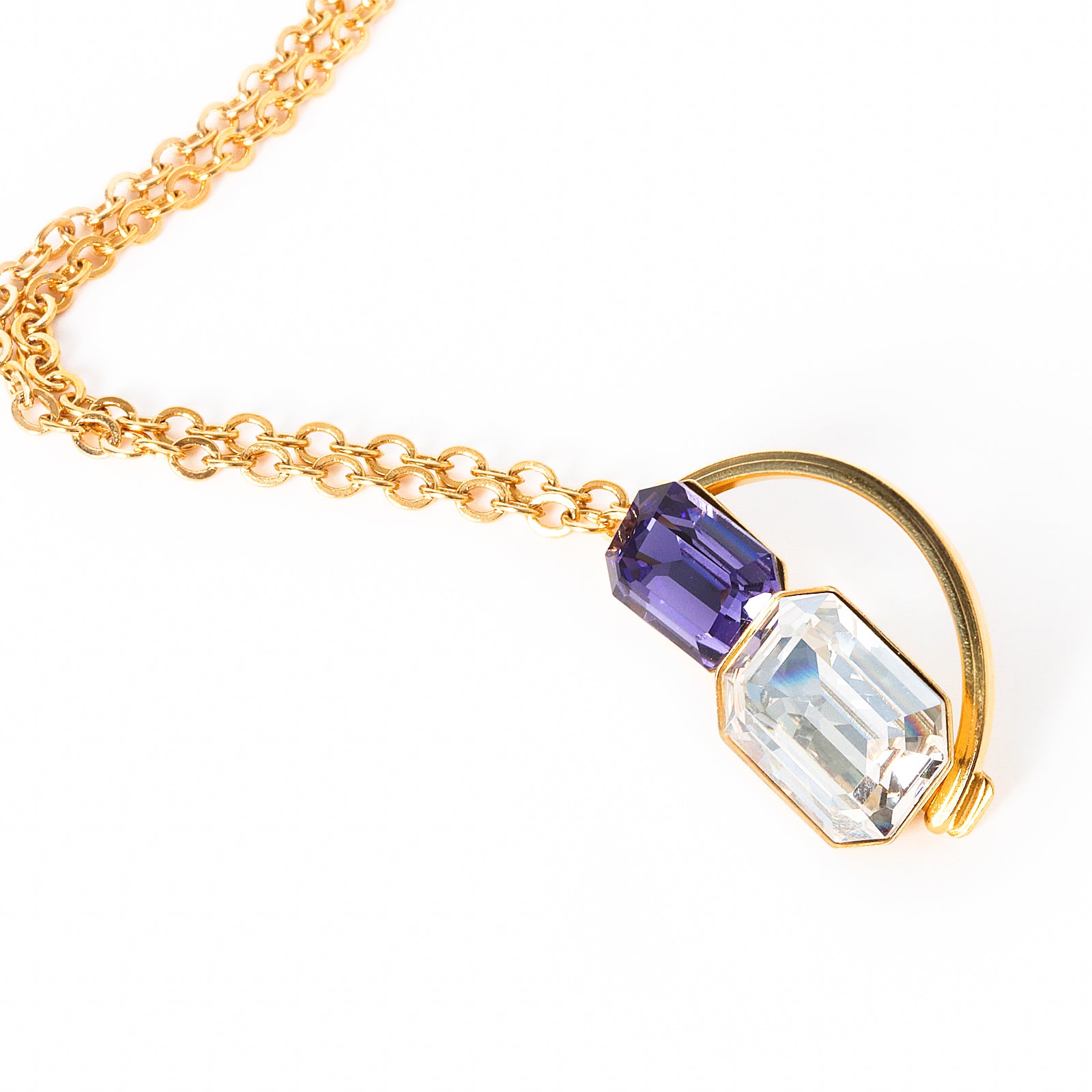 COLLANA GIROCOLLO CON DOPPIA PIETRA PENDENTE