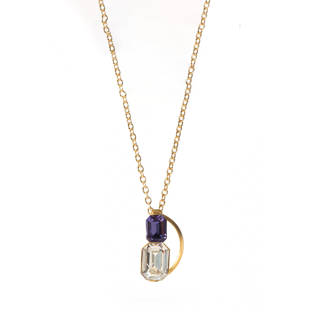 COLLANA GIROCOLLO CON DOPPIA PIETRA PENDENTE