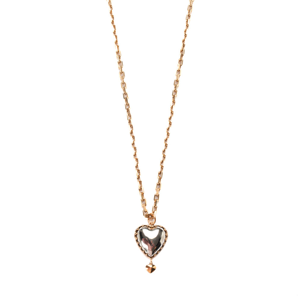 CHOKER NECKLACE WITH DOUBLE HEART PENDANT
