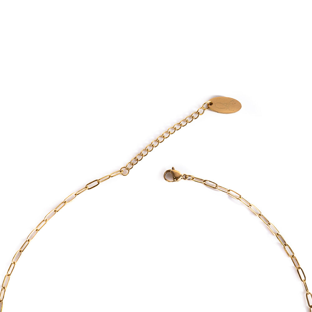 LONG NECKLACE WITH FINE MESH AND CROSS PENDANT