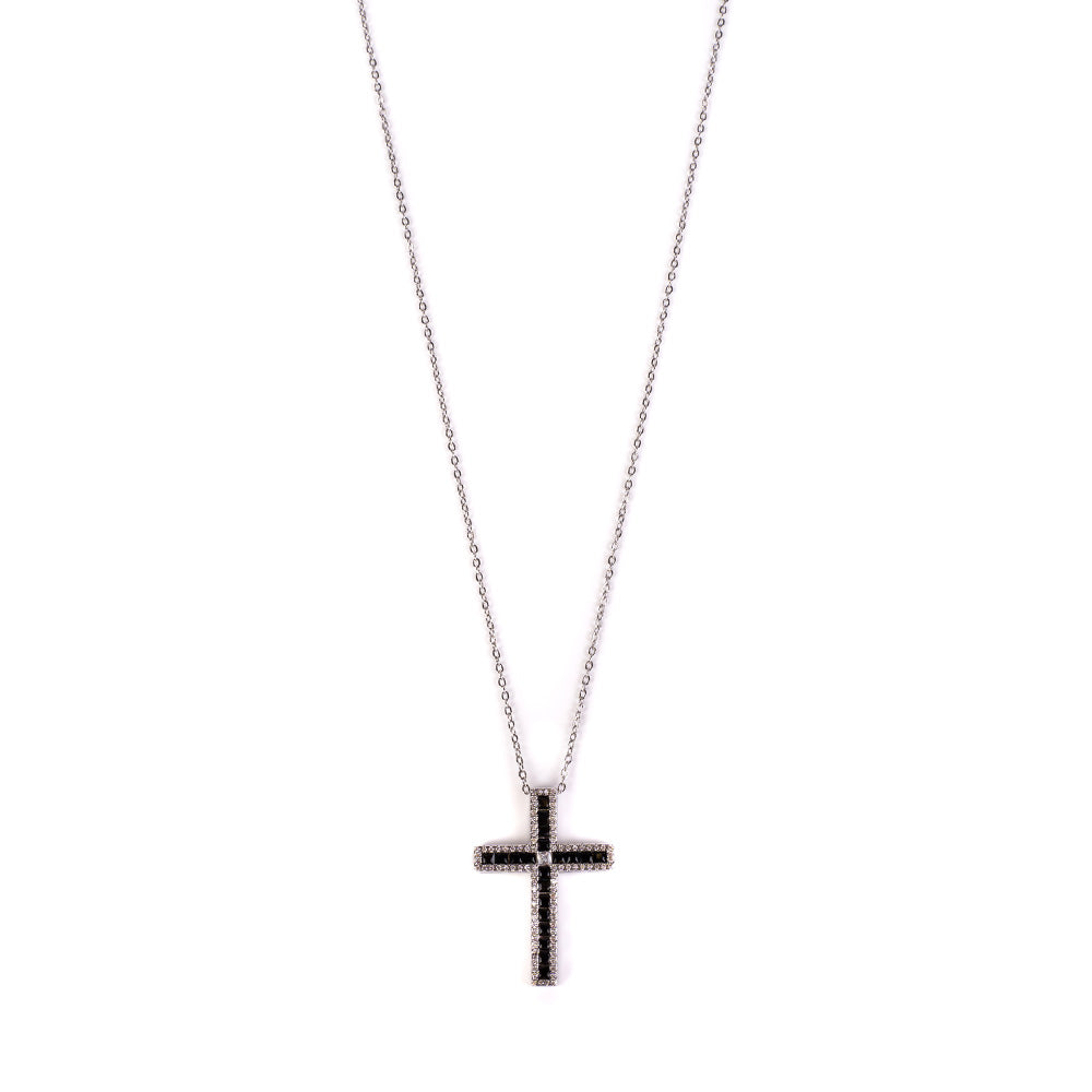 COLLANA GIROCOLLO CON CROCE PENDENTE CON STRASS