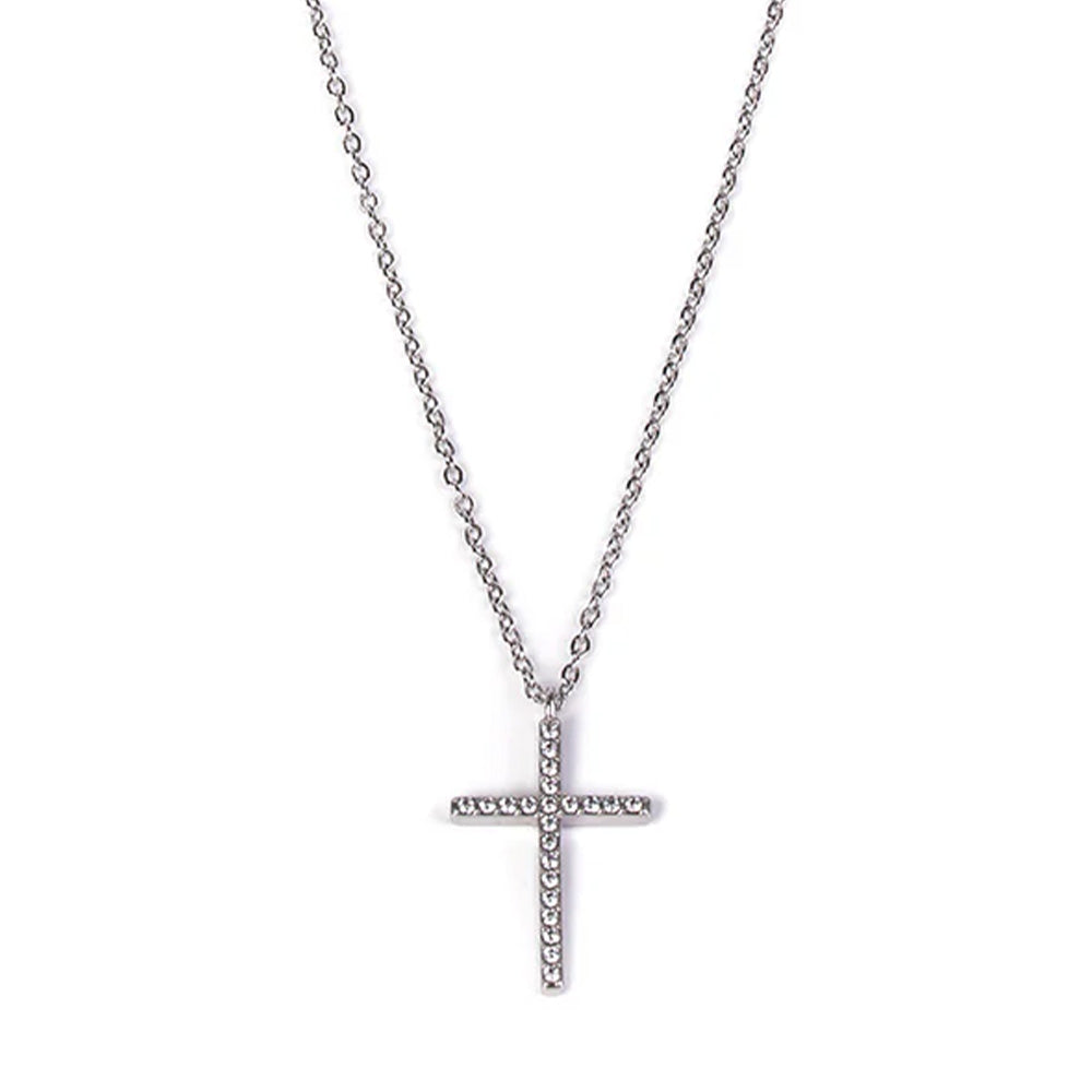 COLLANA GIROCOLLO CON CROCE CON STRASS PENDENTE