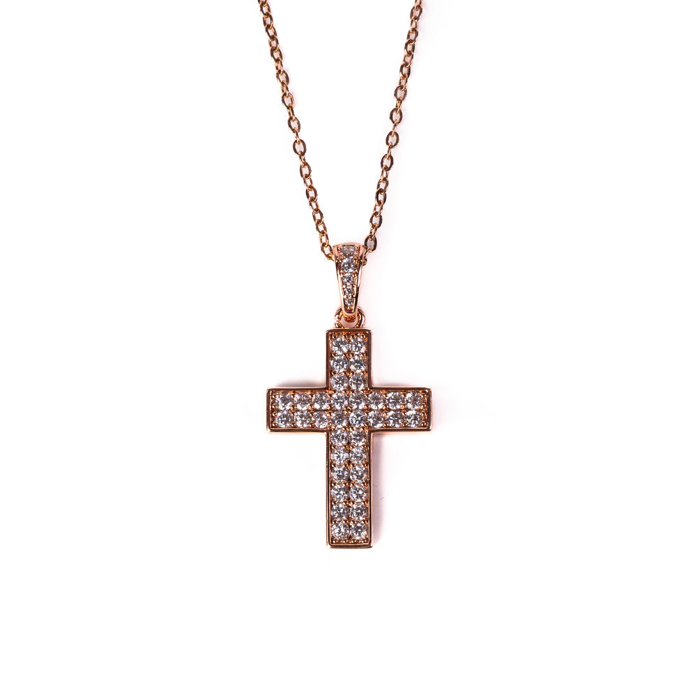 COLLANA GIROCOLLO CON CROCE CON STRASS PENDENTE