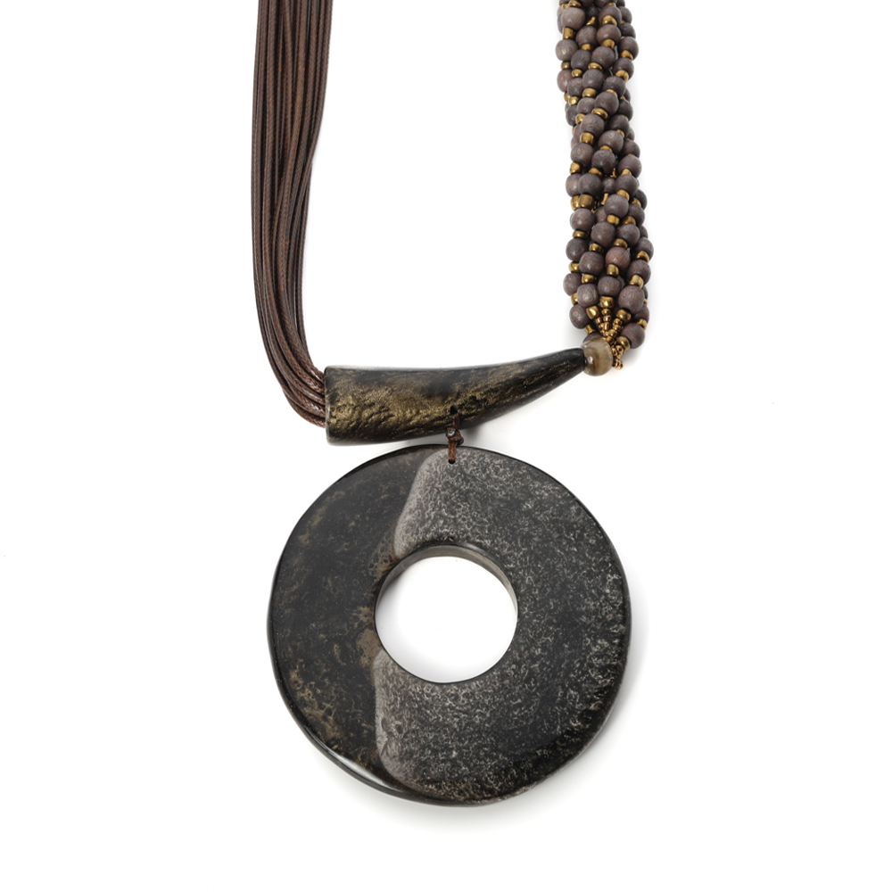 CHOKER NECKLACE BEADS STONE PENDANT