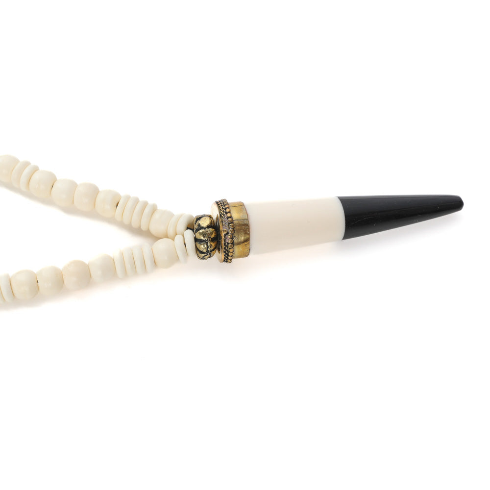 LONG HORN PENDANT BEADS NECKLACE