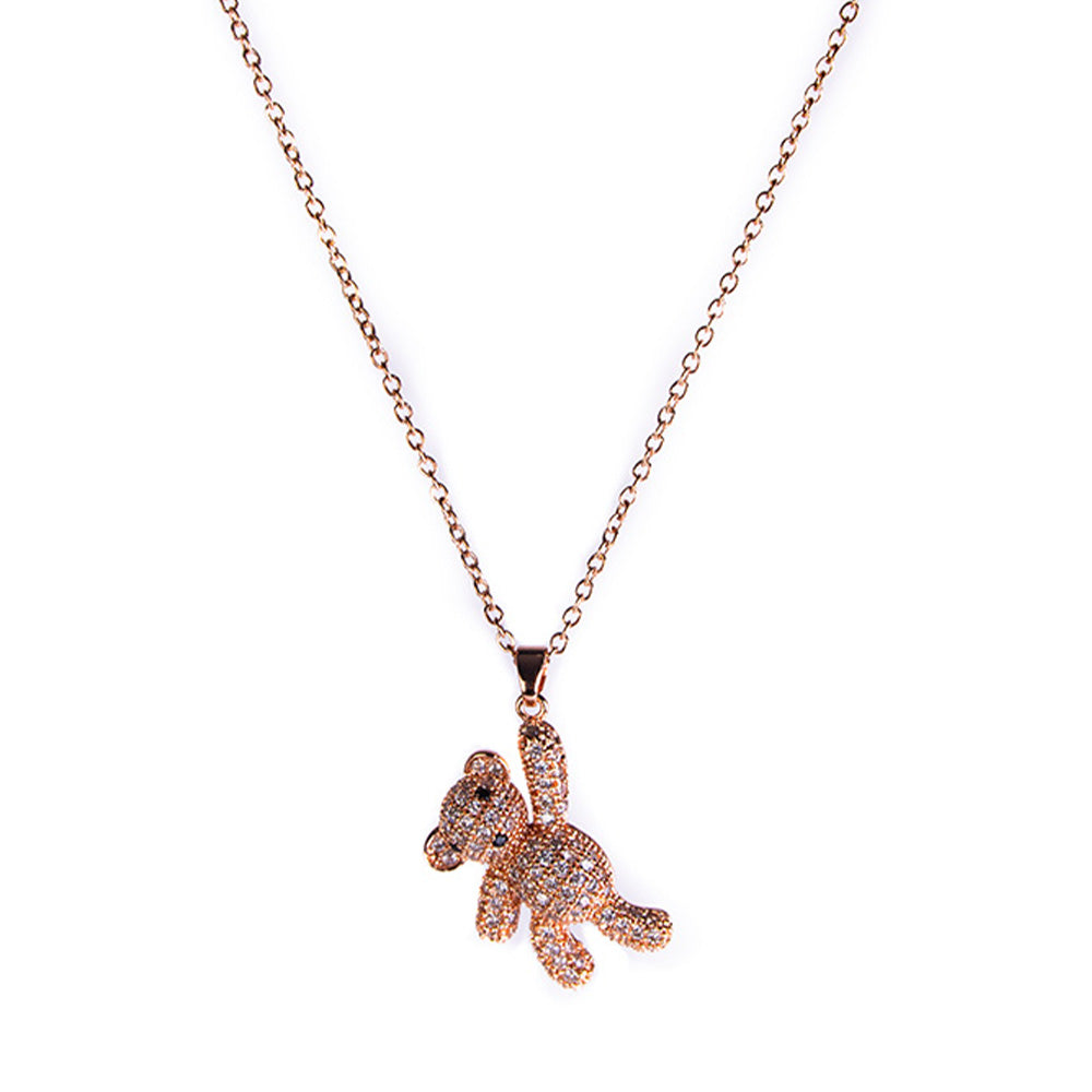 THIN CHOKER NECKLACE WITH HANGING TEDDY BEAR PENDANT