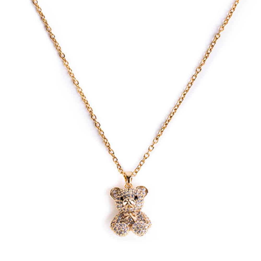 THIN CHOKER NECKLACE WITH PENDANT TEDDY BEAR
