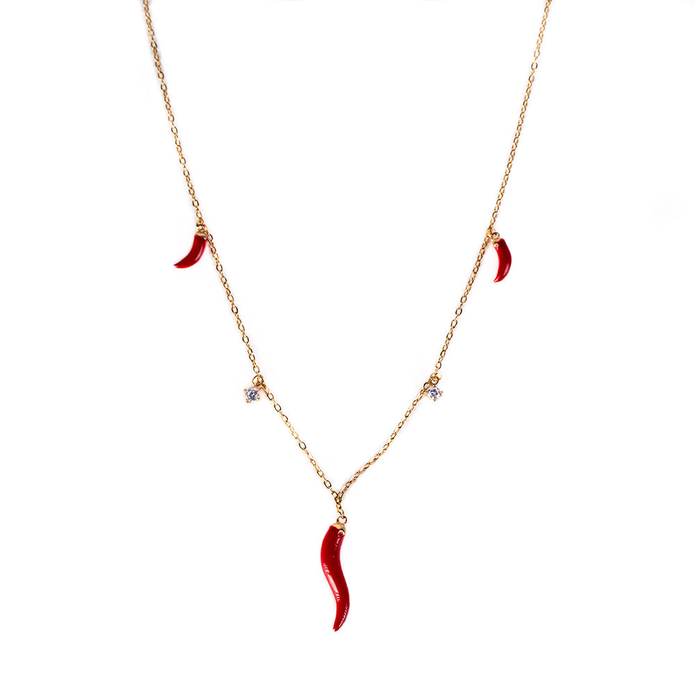 THIN CHOKER NECKLACE WITH LIGHT POINT AND HORNS