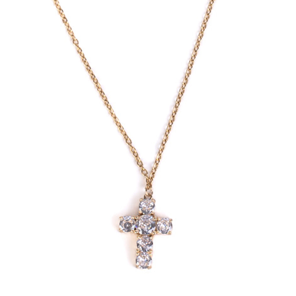 COLLANA GIROCOLLO CON CROCE PENDENTE E STRASS