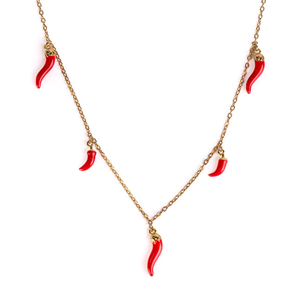 CHOKER NECKLACE WITH HORN PENDANTS