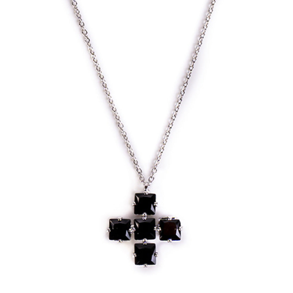 CHOKER NECKLACE WITH CROSS PENDANT AND RHINESTONE