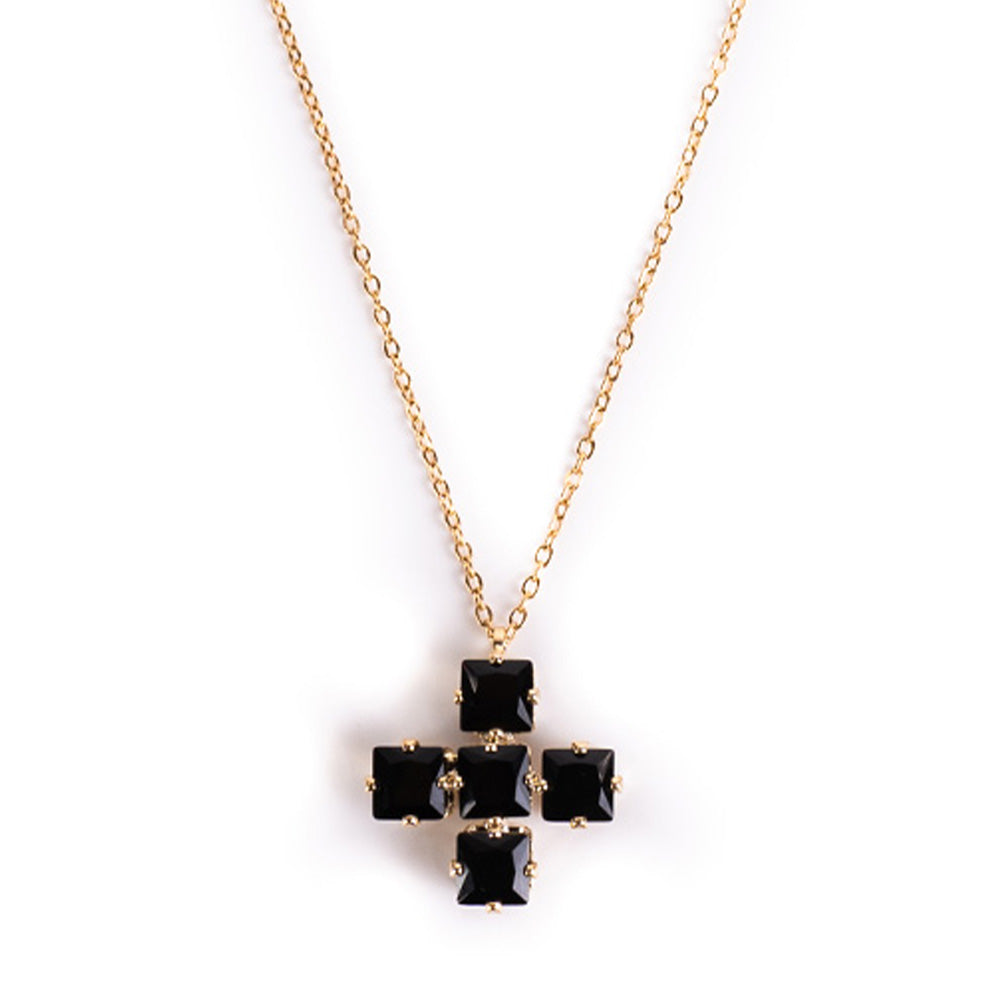 CHOKER NECKLACE WITH CROSS PENDANT AND RHINESTONE