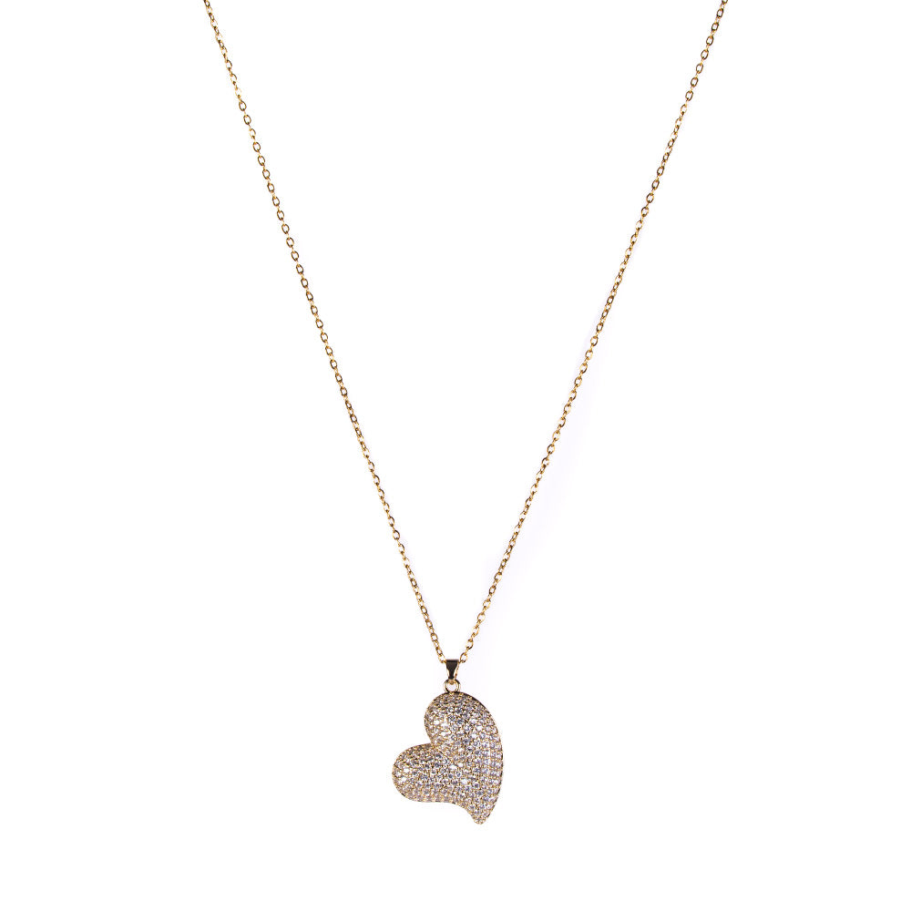 HEART CHOKER NECKLACE WITH RHINESTONE