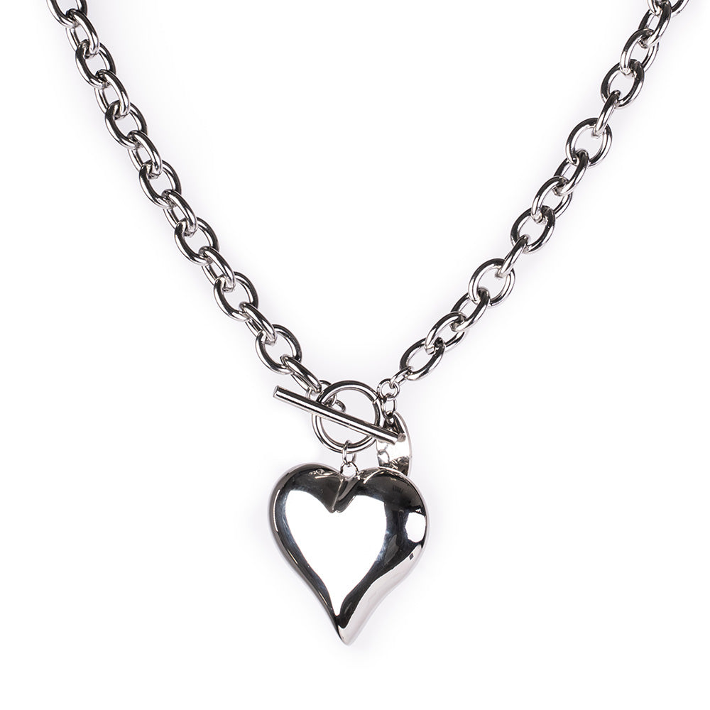 HEART CHOKER NECKLACE WITH T-CLASP