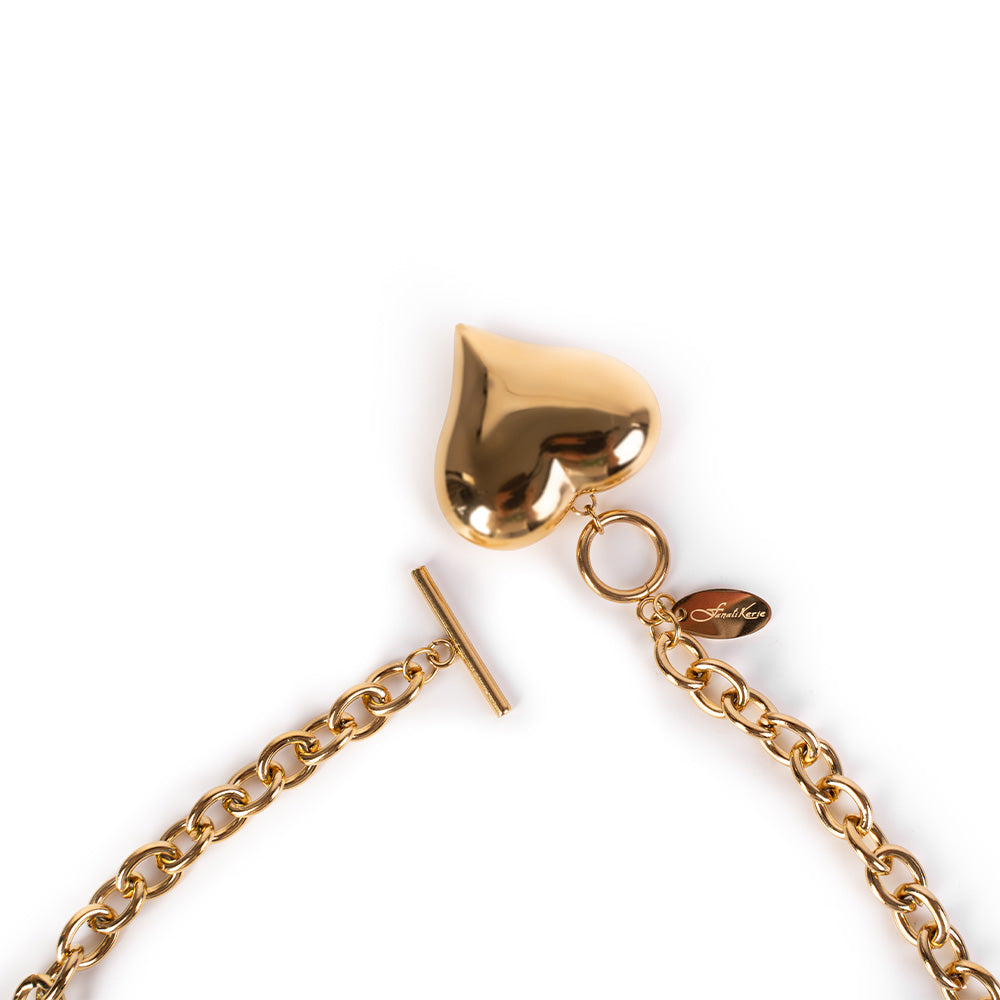 HEART CHOKER NECKLACE WITH T-CLASP