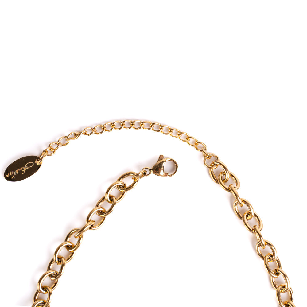 SUN EYE CROSS AND TEDDY BEAR CHOKER NECKLACE