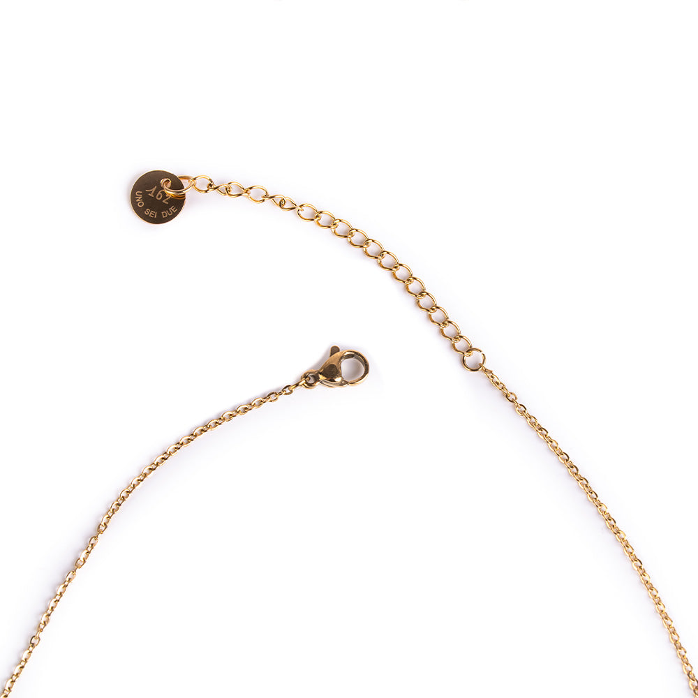 CHOKER NECKLACE WITH A CURVED CROSS IN THE CENTER AND RHINESTONE