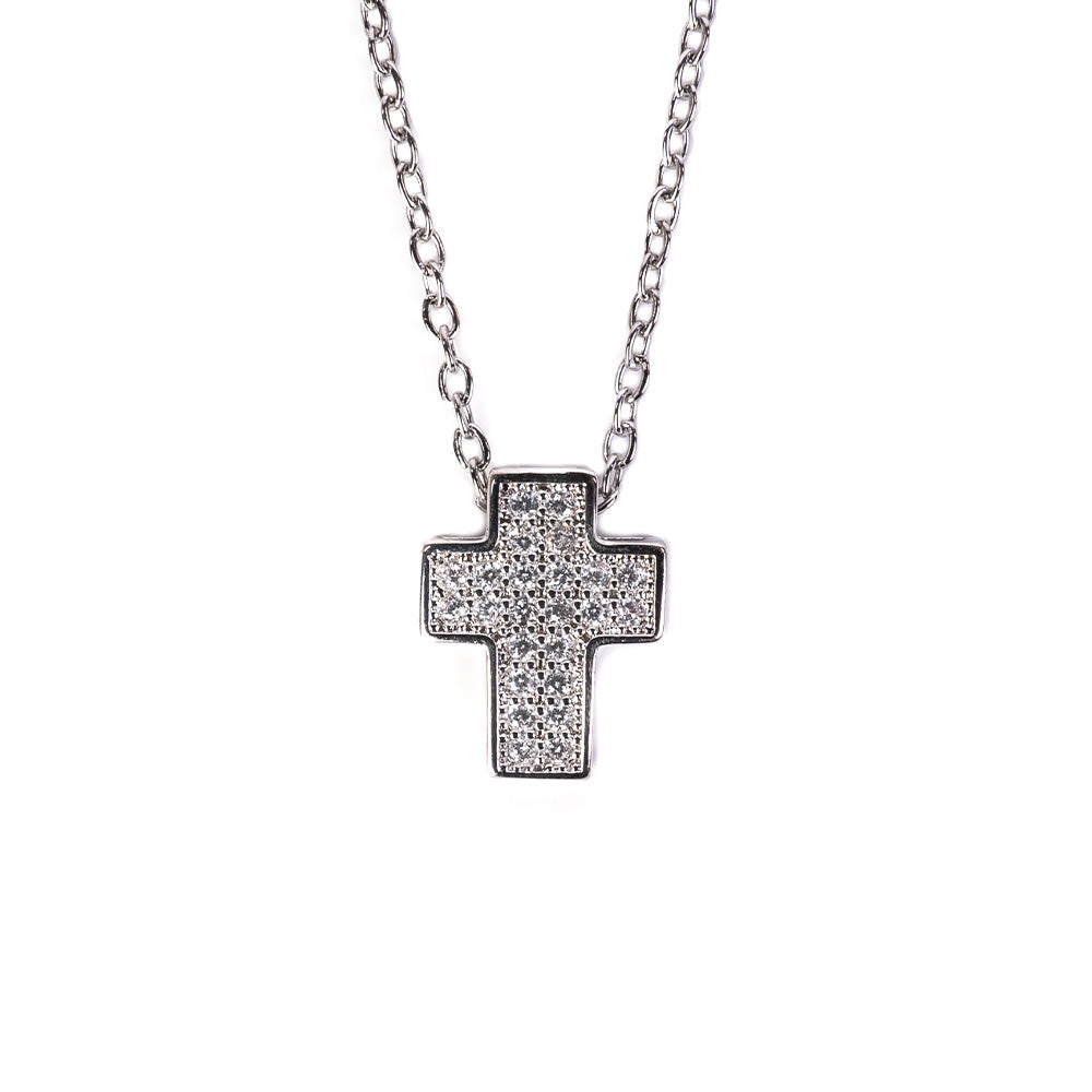 RHINESTONE CROSS CHOKER NECKLACE