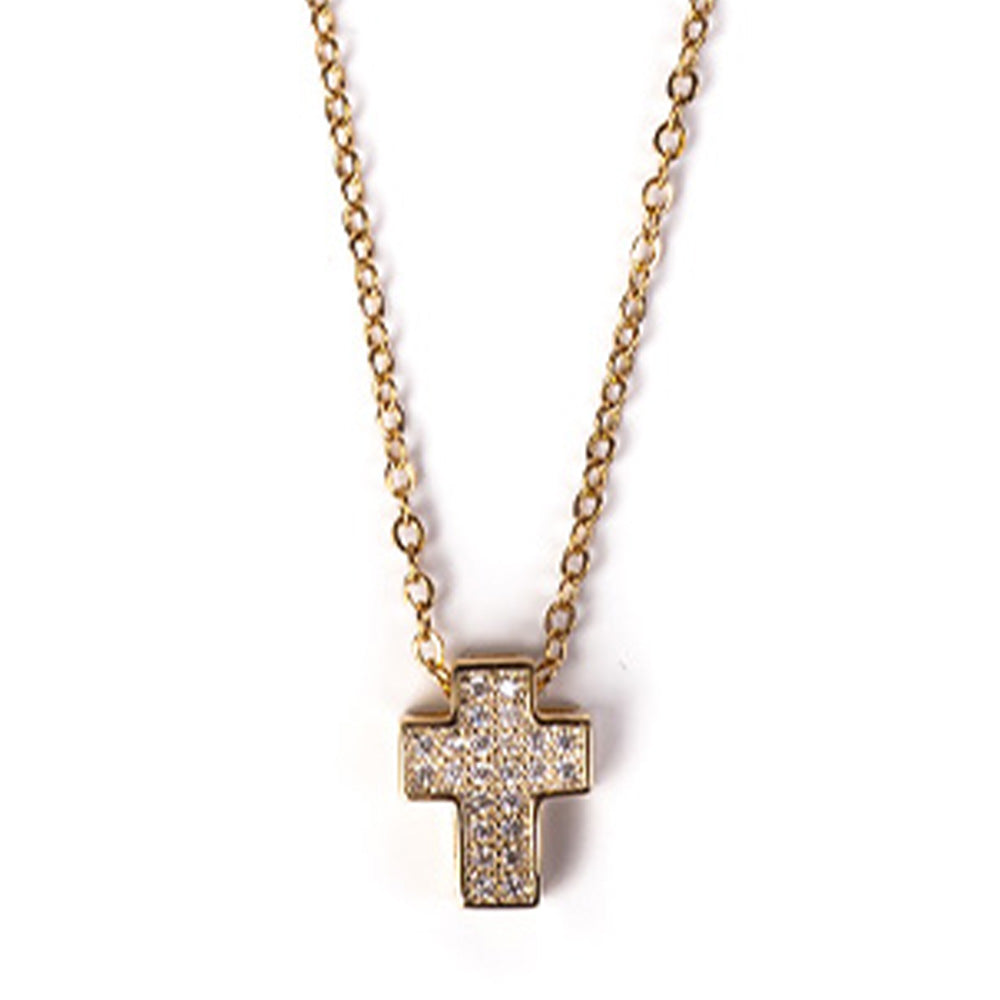 RHINESTONE CROSS CHOKER NECKLACE