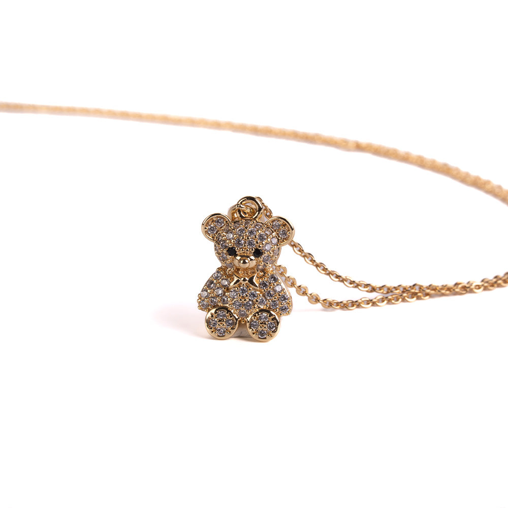 TEDDY BEAR PENDANT CHOKER NECKLACE