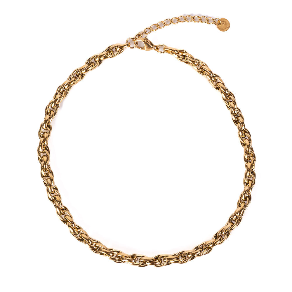 CHOKER NECKLACE WITH DOUBLE BRAIDED LINK