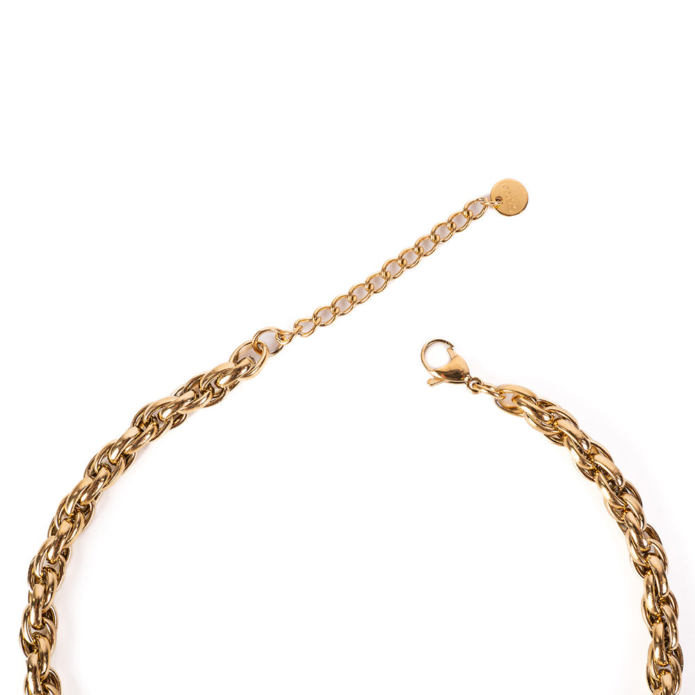 CHOKER NECKLACE WITH DOUBLE BRAIDED LINK