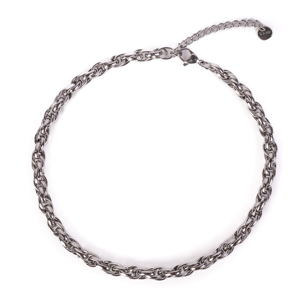 CHOKER NECKLACE WITH DOUBLE BRAIDED LINK
