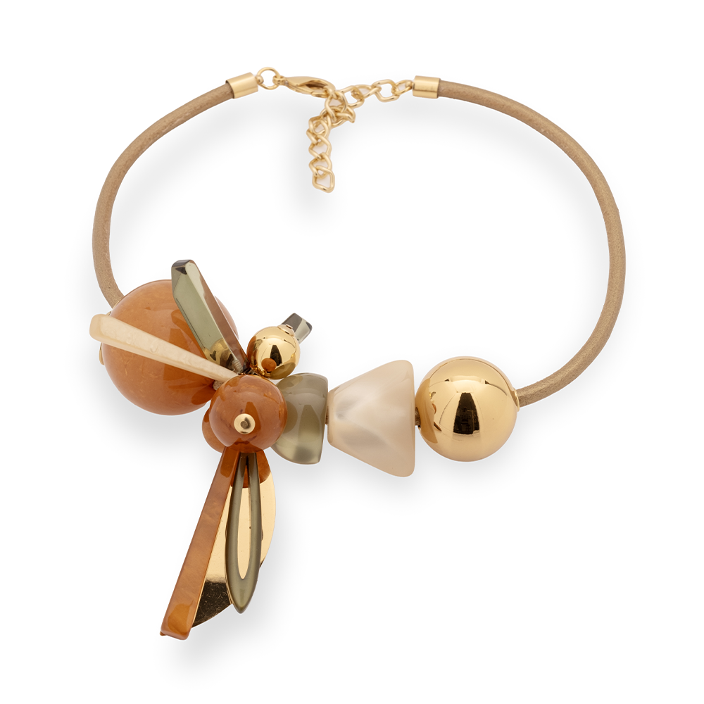 CHOKER NECKLACE WITH TWO-TONE SPHERES AND CRYSTALS