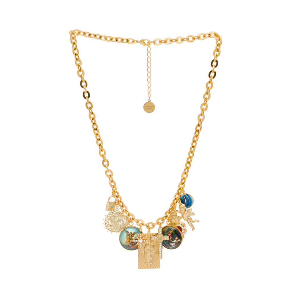 HOLY MARY ANGELS PENDANT CHOKER NECKLACE
