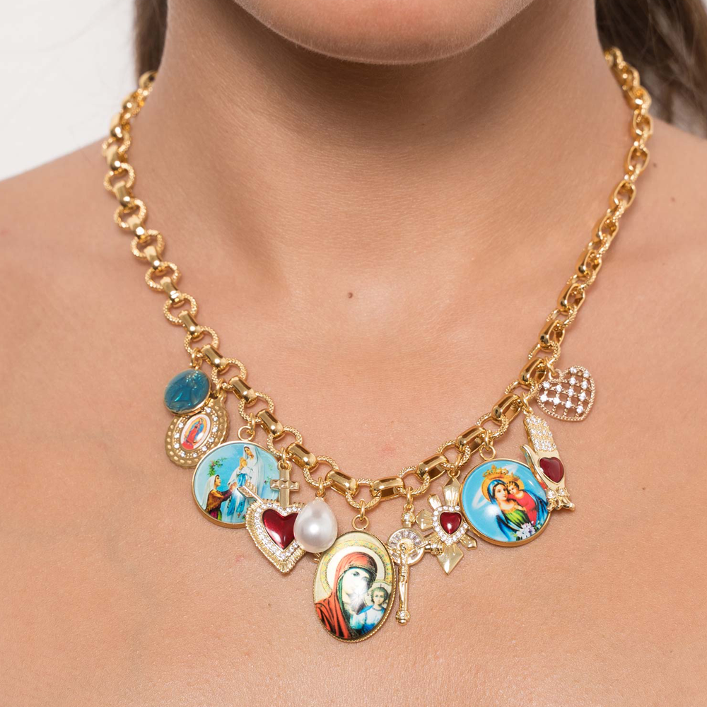 HOLY MARY SACRED HEART CHOKER NECKLACE