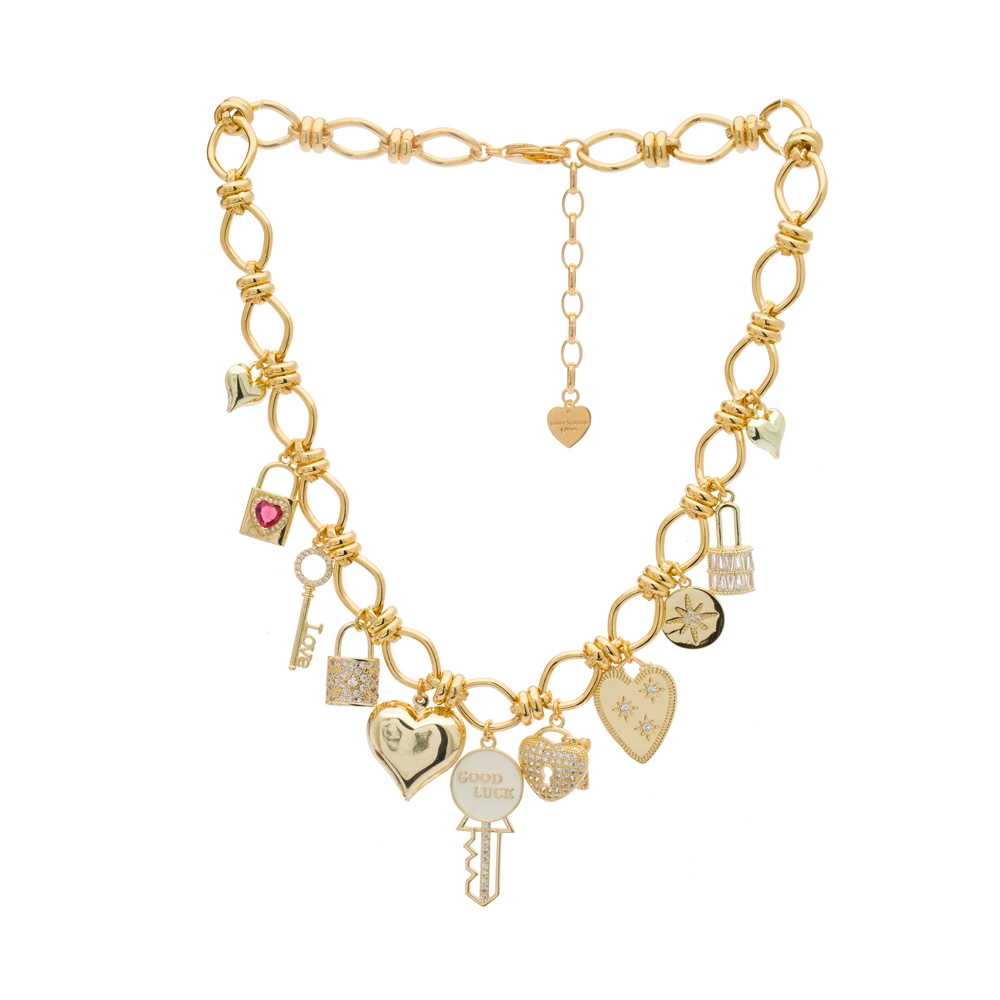 LOVE LOCK BIG PENDANT CHOKER NECKLACE