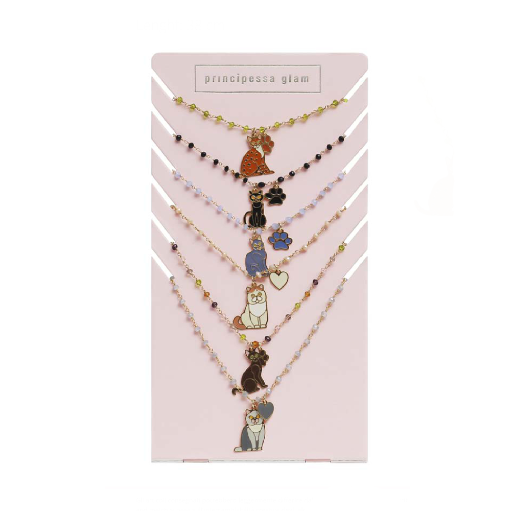 CHOKER NECKLACE WITH CAT PENDANTS
